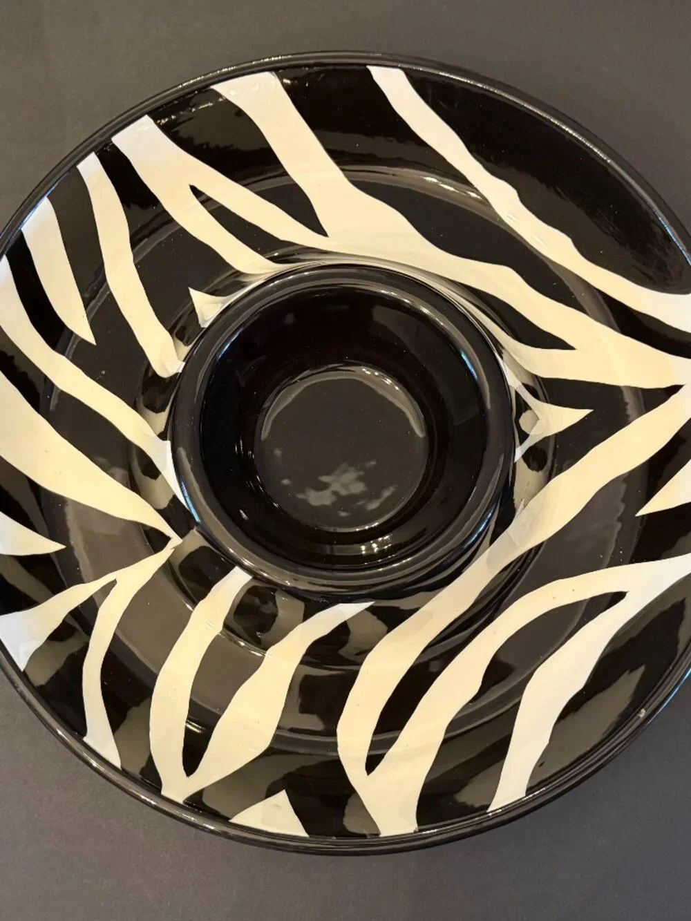 Zebra Print Ceramic Serving Bowl/Platter - Picture 1 of 7